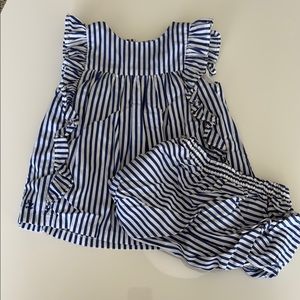 Ralph Lauren Striped Baby Dress with Ruffles and Bloomers